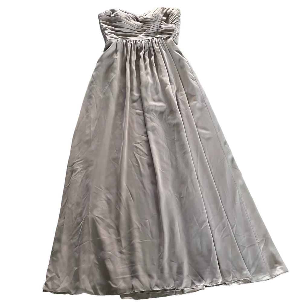 B2 Jasmine Chiffon Strapless Long Evening Dress Size 8 Tan Color
